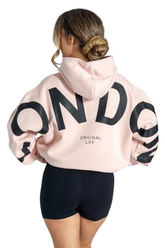 Lang Horn London Hoodies for Women UK Oversized Sweatshirts Letter Print Pullover Hoodie Women With Pocket and Drawstring Medium Pink