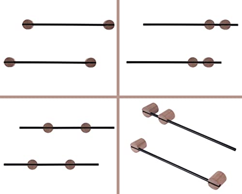 Qsqueen Hat Rack 16.5Inch Set Of 2, For Wall With Shelf For Baseball Caps Metal Hat Organizer With Hook Hat Holder Wall Mounted For Baseball Caps Trucker Hat And Others Hat (Matte Black/Rustic Walnut) #TOP5