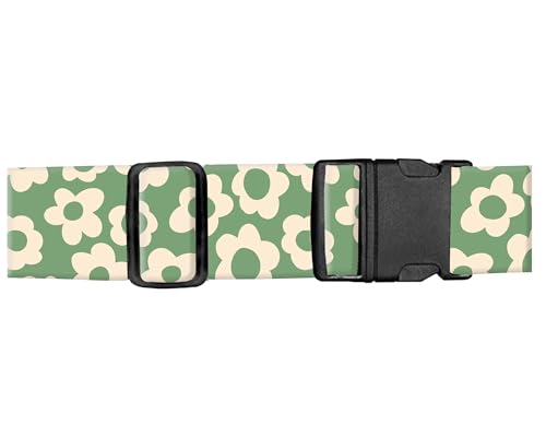 Image of Luggage Straps for Suitcases, Adjustable Travel Belt, Durable Wide Luggage Strap, Cute Suitcase Strap Identifiers with Buckle, Bag Straps for Luggage, Grey Cute Flowers