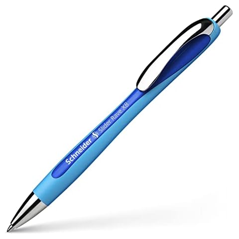 Schneider Slider Rave XB (Extra Broad) Ballpoint Pen, Refillable + Retractable, 1.4 mm, Light Blue Barrel, Blue Ink, Blister Pack of 1 Pen (73253) Cover