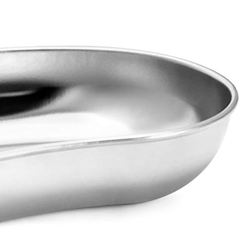 Qwork 2Pcs 8" Stainless Steel Kidney Tray, Kidney Shaped Emesis Basin, Dental Lab Instruments Surgical Trays, Reusable Metal Kidney Dish,For Soiled Dressings, Medic Waster #TOP5