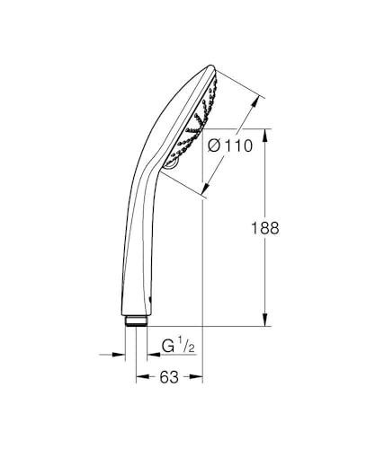 GROHE Vitalio Joy 110 - Handbrause (wassersparend, mit 3 Strahlarten, Antikalk System), rund, chrom, 27319000