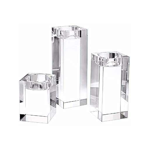 MYONEEN キャンドルホルダー ガラス キャンドルスタンド クリスタルガラス ローソク立て 癒し 雰囲気 燭台 蝋燭立て 誕生日の飾り 幸運 ティーライトホルダー パーティー 結婚式飾り バーの飾り (8cm+10cm+12cm)