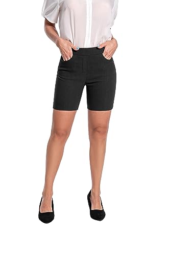 Work Causal Tulip-Hem Pull-On Dress Career Shorts with Two Front Pockets2