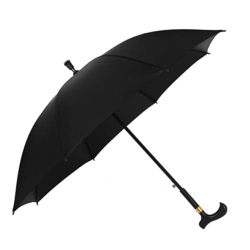 Jshigogo ステッキ傘 メンズ レディース 長傘 雨傘 8本骨 ワンタッチ 晴雨兼用 UVカット 遮熱効果 滑り防止 大きい 耐風 丈夫 プレゼント 贈り物 杖 自動開 散歩 ハイキング 旅行 行列 運動会 シニア 梅雨対策 熱中症対策 歩行補助 軽量 (ブラック,106*83CM)