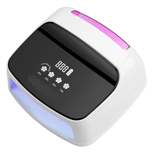 Lámpara UV LED para uñas, Lámpara de uñas profesional recargable 288 W, 66 LED UV, lámpara secado, manicura con sensor inteligente 5 temporizadores(Pink)