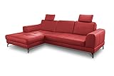 CAVADORE Ledergarnitur Benda / Großes Ecksofa mit XL-Longchair links &...
