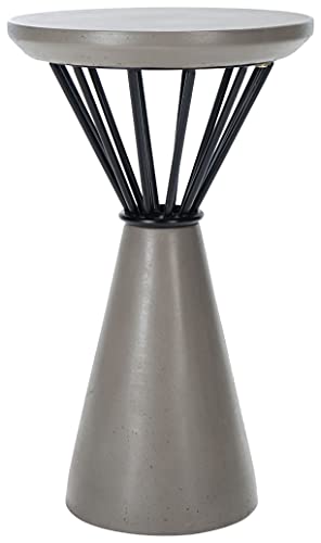 Safavieh Outdoor Collection Akiko Modern Dark Grey Concrete Round Accent Table (Fully Assembled) Vnn1028A #TOP2