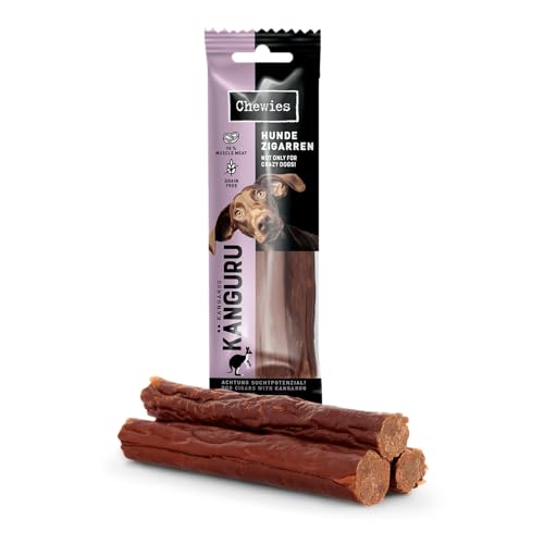 Chewies Hundezigarre, Getreidefrei, Ohne Zuckerzusatz, für Hunde Aller Altersklassen, hoher Proteingehalt (75g (1 Packung), Känguru)