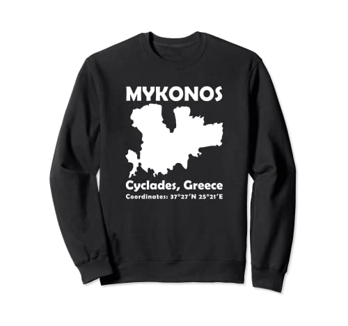 Míkonos Island Map Cícladas Grecia Mar Egeo Griego Sudadera