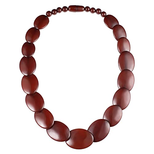 Zavana Collar Mujer de 60 cm de Largo, Hecho a Mano, Estilo Bohemio, Gran Collar Marrón, Collar Grueso para Mujer y Mujer Joven, Collar Grande Hecho de Resina Marrón Cover