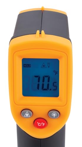 Image of Performance Tool W89722 Non-Contact Digital Laser Infrared Thermometer, Orange and Black With 12:1 Spot Ratio