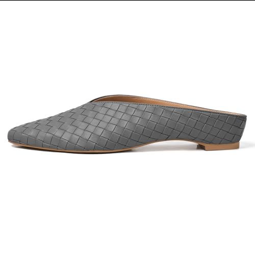 Image of Woven Mules for Women Slip on Comfortabke Metallic Slides Ladies Trendy Square Toe Hidden Wedge Mules
