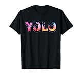 buntes Palmen Retro YOLO T-Shirt