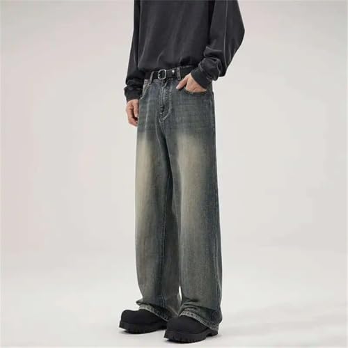 Men's Jeans American Solid Color Full Length Loose Straight Leg Denim Pants3