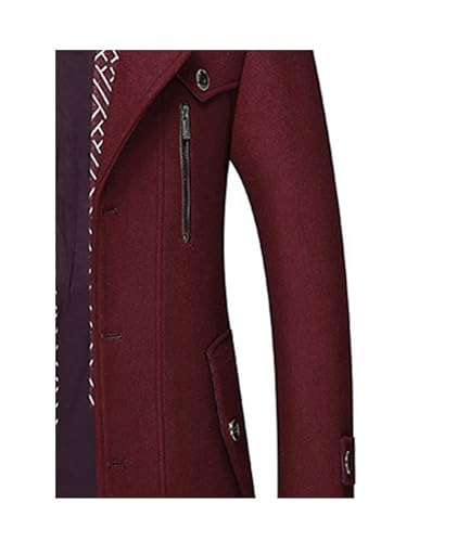 Image of SOMTHRON Men's Wool Blend Coat with Detachable Scarf or Iner Collar Single Breasted Pea Coat Warm Winter Trench Coat