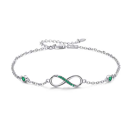 Image of MEDWISE Womens Infinity Anklet Bracelet 925 Sterling Silver Endless Love Symbol Ankle Bracelet Adjustable Plus Size Large Bracelet Gifts for her Mother's Day Gifts