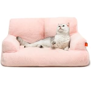 MEWOOFUN Cama para gatos y perros, mullida y suave, pequeños y grandes, 66 x 48 cm, bonita cama para gatos con parte inferior antideslizante, color rosa