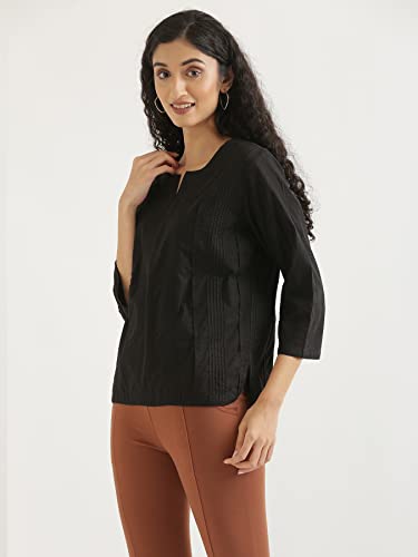 Image of SAADAA Everyday Cotton Top | Women's Regular Solid Color Top | Casual /Office Wear