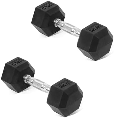Fitvids Hex Dumbbells Rubber Coated Hand Weights for Exercises an...