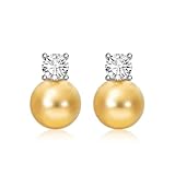 Hipearl 10-12mm Klassische Ohrstecker Muschelperlen Schwarze Tahiti Perle Ohrringe Frauen Mutter Tochter 18k vergoldet Geburtstagsgeschenk für Sie (Gold)