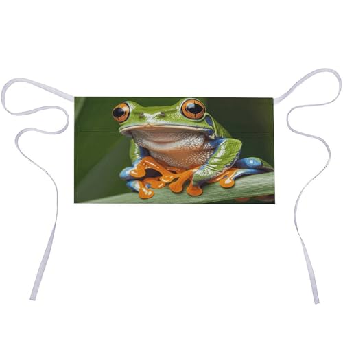 DJUETRUI Peace Tree Frog Adjustable for Women Men with Pockets Extra Long Lab Apron Butcher Apron Oxford Cloth Cotton Apron for Kitchen Cooking Baking