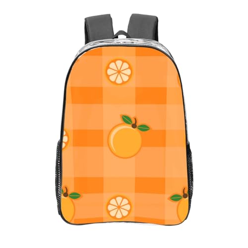 YXDVPALNE Naranja y hojas de naranja,Mochila informal de 16 pulgadas, transparente, resistente al agua, para la escuela