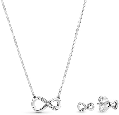 PANDORA Women's Jewellery Set - Shiny Silver Infinity Necklace an...