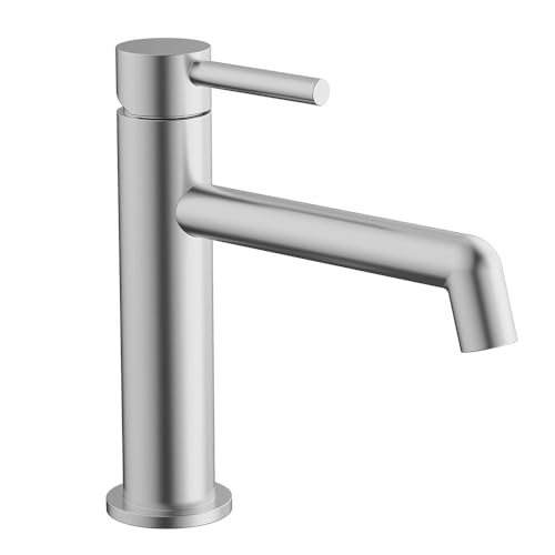 Kibath Waschbeckenarmatur, Einhebelmischer Bär, gebürstetes Nickel, aus Messing