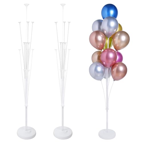 Image of 2 Sets of Balloon Stand Kit - 62in Balloon Stands with Base, Balloon Sticks, Decorations for Party Birthday Wedding Baby Shower Gender Reveal Graduation