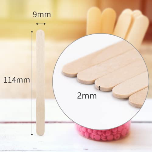 WISYOK 100 Stück Eisstiele Holz, Eisstäbchen Holzstäbchen, Holzstäbchen Zum Basteln, Holzstiele, Bastelstäbchen Holz, Holzspachtel DIY Handwerk-114 mm x 9 mm x 2 mm