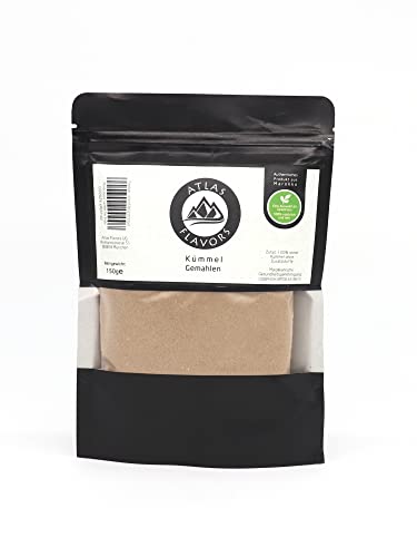 Atlas Flavors Marokkanischer Kümmel gemahlen (Pulver) 150g - Nachhaltige Verpackung - Ideal zum Würzen und Kochen - Intensiver Geschmack Cover