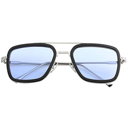 Image of Kursan Polarized Tony Stark Sunglasses for Men Women Vintage Square Metal Frame Iron Man and Spider-Man Eyeglasses