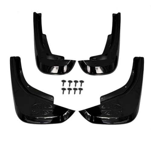 Image of 4PCS Mud Flaps with Pattern for Landrover Defender 90110 2020-2025 | Heavy Duty ABS Plastic Splash Guards, Gloss Black Mudguards with Hardware Accessories