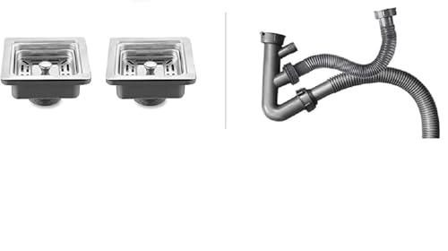Image of HAPPY HOMES Stainless Steel Satin Finish 304 Grade Double Bowl Kitchen Sink (32 inchX18 inch Tap Hole), Silver