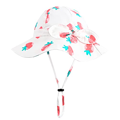 Image of Baby Girl Sun Hat with UPF 50+ Outdoor Adjustable Beach Hat with Wide Brim Bucket Hats