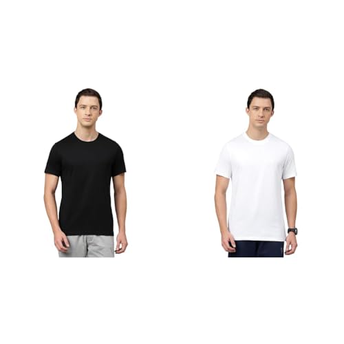 Image of Van Heusen Men's Crew Neck T-Shirt - Soft & Breathable Cotton | Regular Fit | Comfortable Everyday Casual Wear | Short Sleeves | Summer Favorite |Solid Colors | Style 60052|Available in Pack of 1 & 2