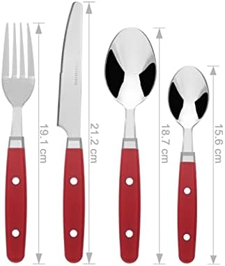 Bon Henley 16-Piece Stainless Steel Cutlery Set - Red