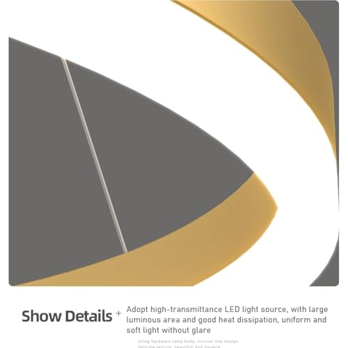 Éclairage 3 bagues LED et sa télécommande, lustre gold minimaliste