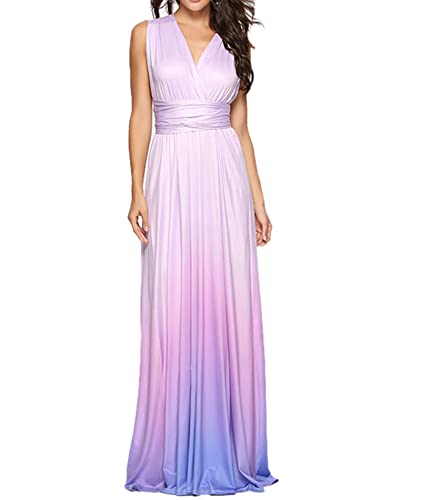 Image of Sexyshine Women's Backless Gown Dress Convertible Multi-Way Wrap Halter Cocktail Dress Bandage Bridesmaid Long Dresses