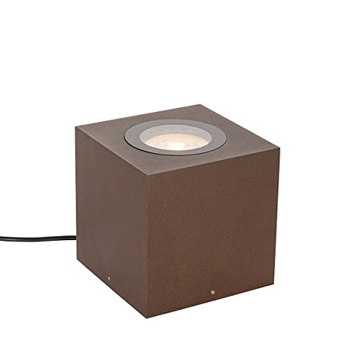 QAZQA Spot de jardin industriel marron rouille carré IP65 AR111 - Lennard