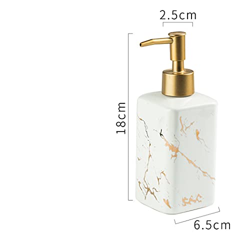 Poshops Soap Dispenser, Ceramic Marble Pattern Bathroom Accessories Hand Soap Dispensers Lotion Dispenser For Birthday Gift, Housewarming Gift, Home Decoration (E) #TOP1