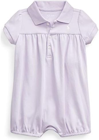 POLO RALPH LAUREN Baby Girls Interlock Bubble Shortall (Purple(0010)/White, 24 Months)