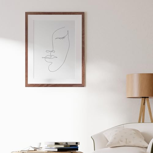 puthiac 12x16 Walnut Oak Wood Picture Frame - Minimalist 12x16 Poster Frame, 12"x16" Picture Frame Wood, Natural Solid Wooden Picture Frames for Wall Art Photo and Prints (1 Pack, Walnut)