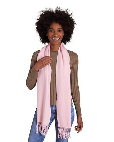 Alashan Cashmere Ultra-Fine Merino Wool and Cashmere Blend Woven Scarf -Luxe fabric-Lightweight- 72' x 12' (Rose Cloud)