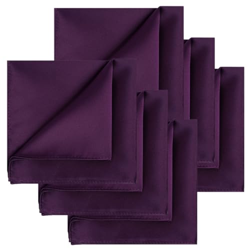Image of KissTies 6PCS Satin Pocket Square Plain Color Handkerchief Gift Set