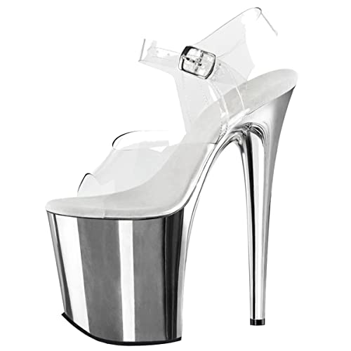 Roimaash Fancy Women 20CM Heel Clear Pole Dance Sandals