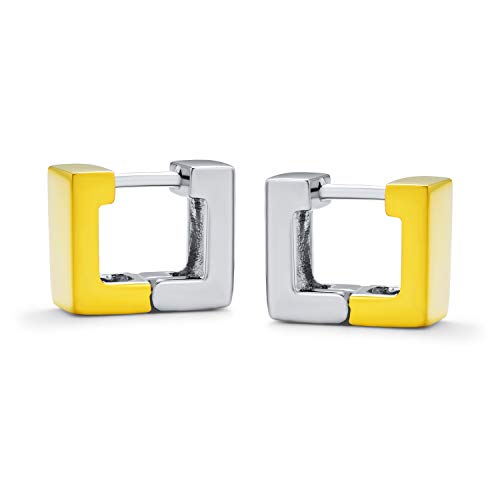 Orecchini a Cerchio Huggie Quadrati con Cerniera