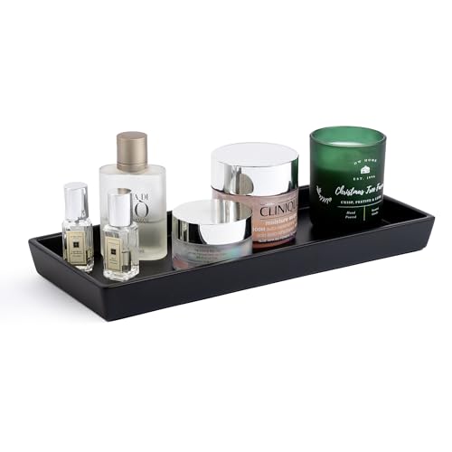 Jo Lavie: Matte Black Bathroom Tray - 12x5'' Resin Tray for Bathroom Countertop, Kitchen Vanity Tray & Dish Soap Tray for Kitchen Counter - Ideal Also as Jewelry, Perfume & Napkin Vanity Trays