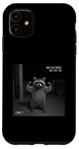 Funny Raccoon Flexing On Security Camera スマホケース iPhone 11 用